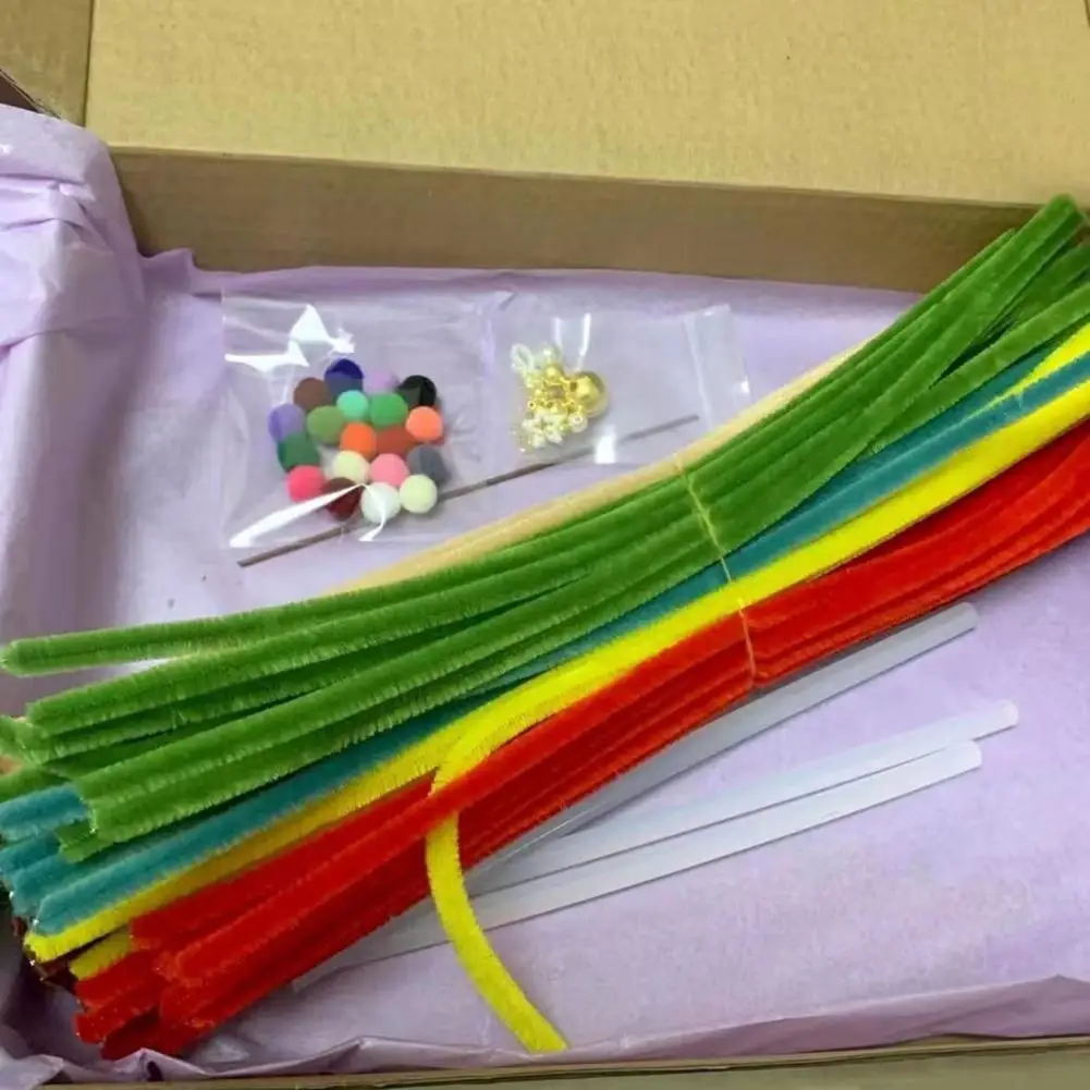 

Kids Crafts Soft Plush Twist Sticks Colorful Plush Stems Twist Stick Xmas Tree Material Pack Diy Craft for Festive for Christmas