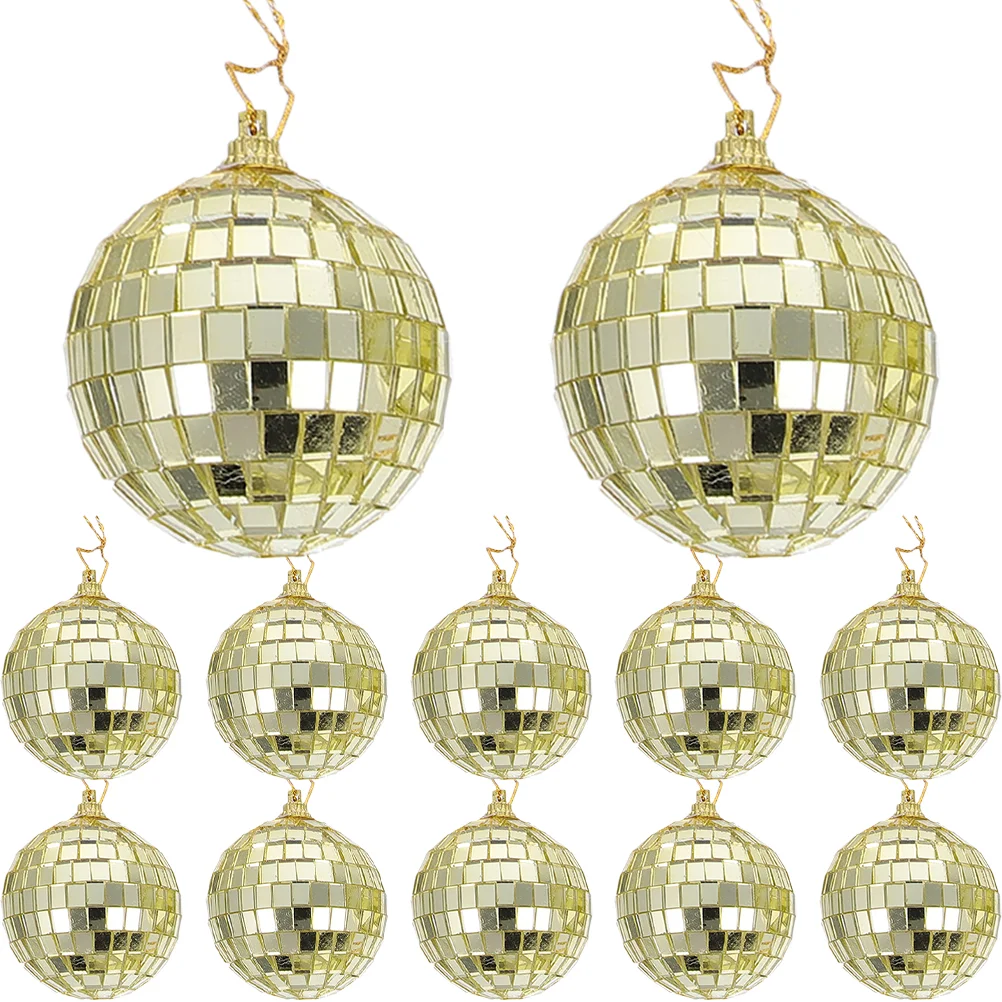 

12 Pcs Christmas Ornaments Tree Decoration Balls Pendant Hanging 5cm Mirror Disco Golden Glass Xmas