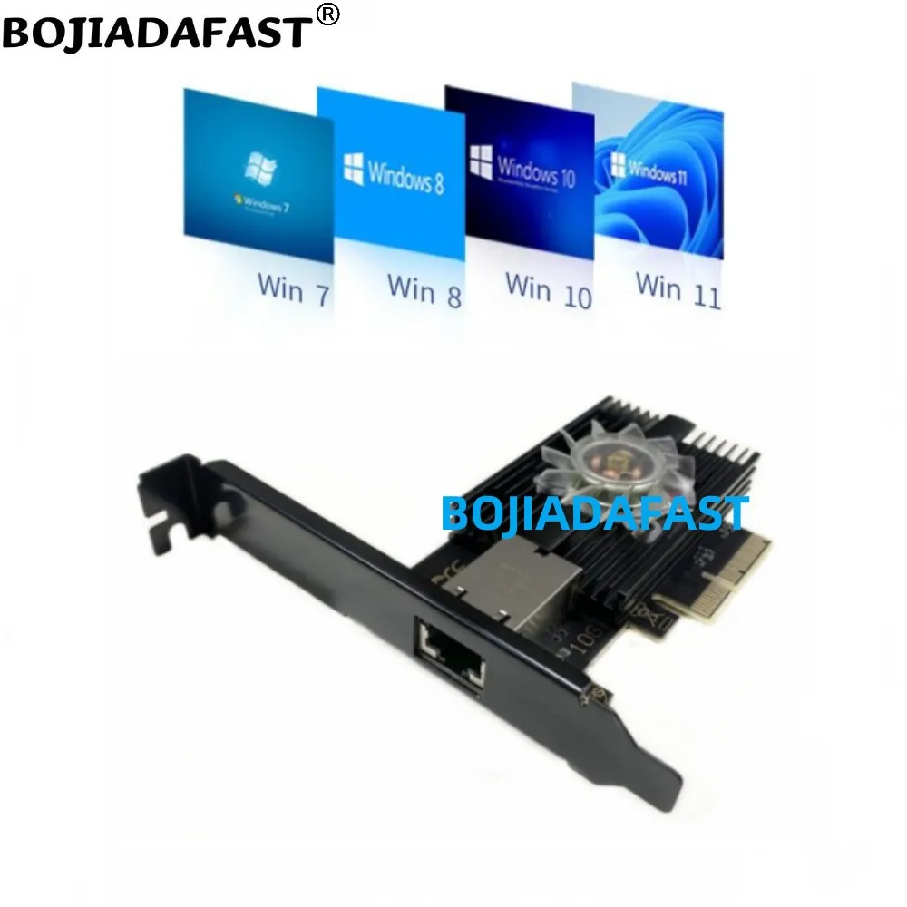 Сетевая карта Ethernet 10000 Мбитс (10 Гбитс) с портом RJ45 для PCI-E 4X, серверная, AQC113C, с радиатором и RGB-вентилятором, поддержка WIN1011, Linux (art.: 3920dc331ef67) - 3920dc331ef67