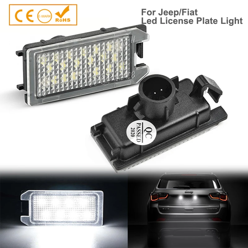 

2x Car Led License Plate Lights For Maserati Levante Dodge Viper Jeep Grand Compass Patriot Fiat 500 Accessories
