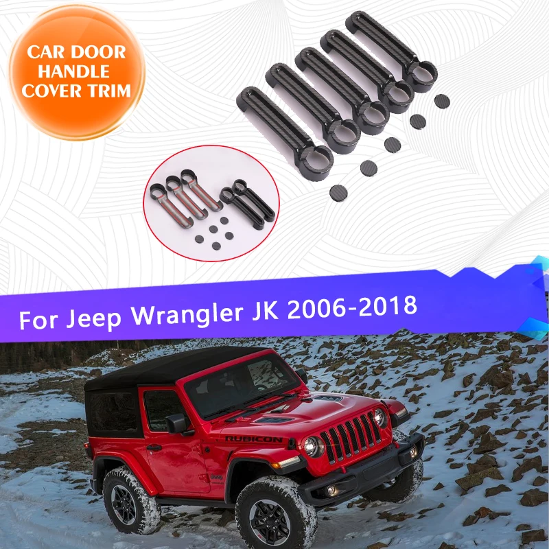 

For Jeep Wrangler JK 2006~2018 Car Door Handle Cover Trim Scratch Protector Set Chromium Styling Car Accessories Exterior Parts