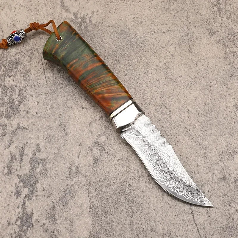 Тактический нож VG10 из дамасской стали для активного отдыха кемпинга ручка меди и