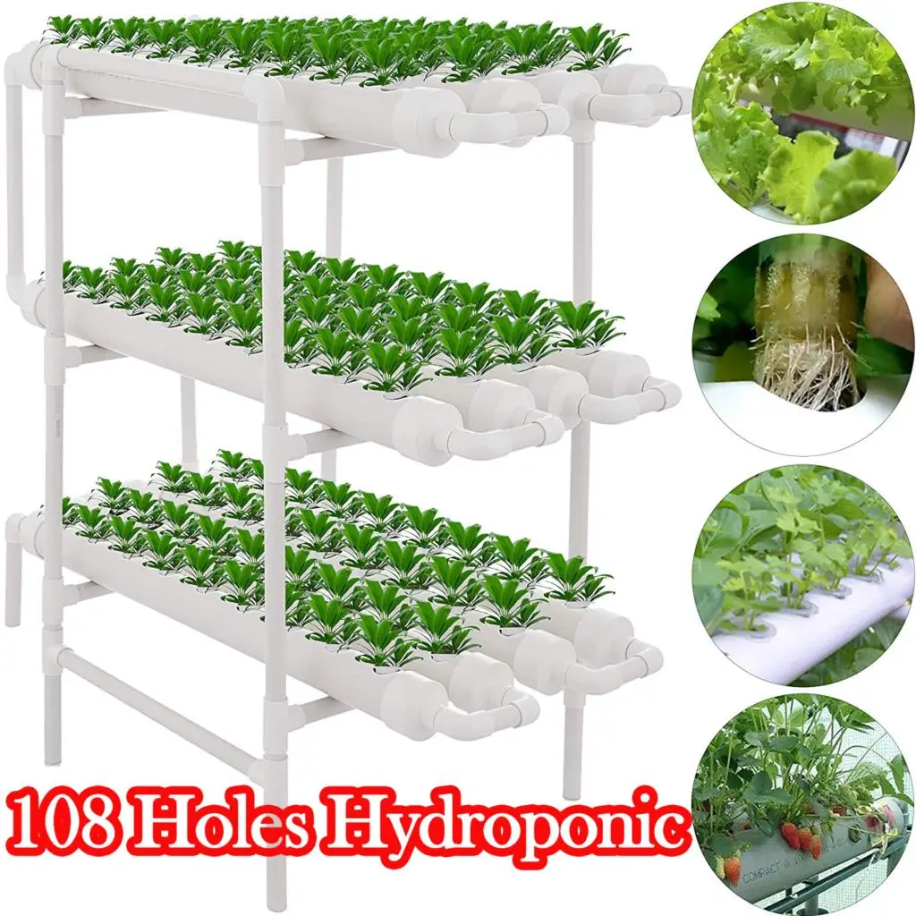 Indoor Hydroponic Grow System Vertical Plant Lettuce Strawberry 108 Holes