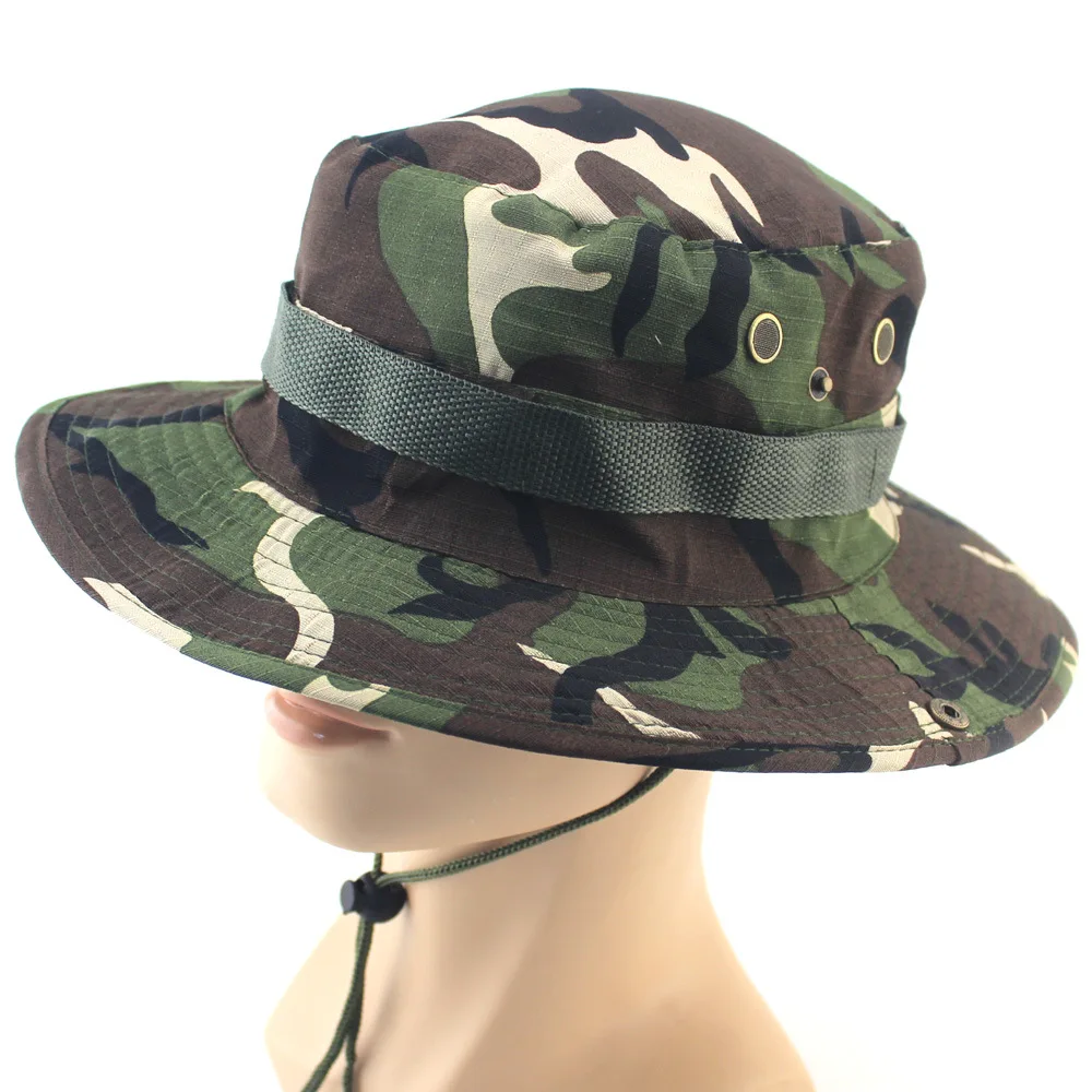 Outdoor Camouflage Tactical Cap Military Boonie Hat US Army Caps Camo Men Sports Sun Bucket Cap Fishing Hiking Hunting Hats 60CM