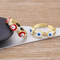 aibef new creative design rainbow evil eye rhinestone gold plated opening adjustable ring women hip hop punk jewelry trend gifts