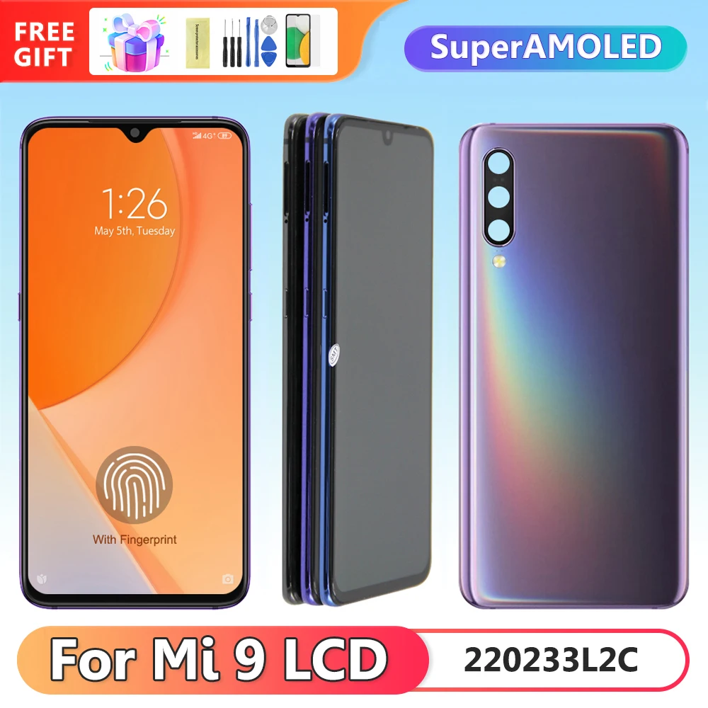 ЖК-дисплей 6,39 'Super AMOLED для Xiaomi Mi 9 M1902F1G, сенсорный экран с дигитайзером в сборе, Замена для Xiaomi 9 Mi9