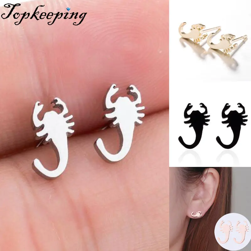 

Scorpion Stainless Steel Earrings For Women Fashion Hollow Ear Piercing Jewelry Wedding Studs Pendientes 1Pair