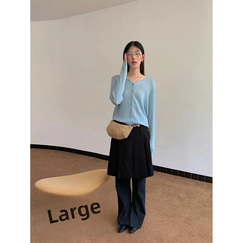 Feiding Thirteen Row 2024 осенний новый простой тонкий вязаный кардиган с круглым вырезом