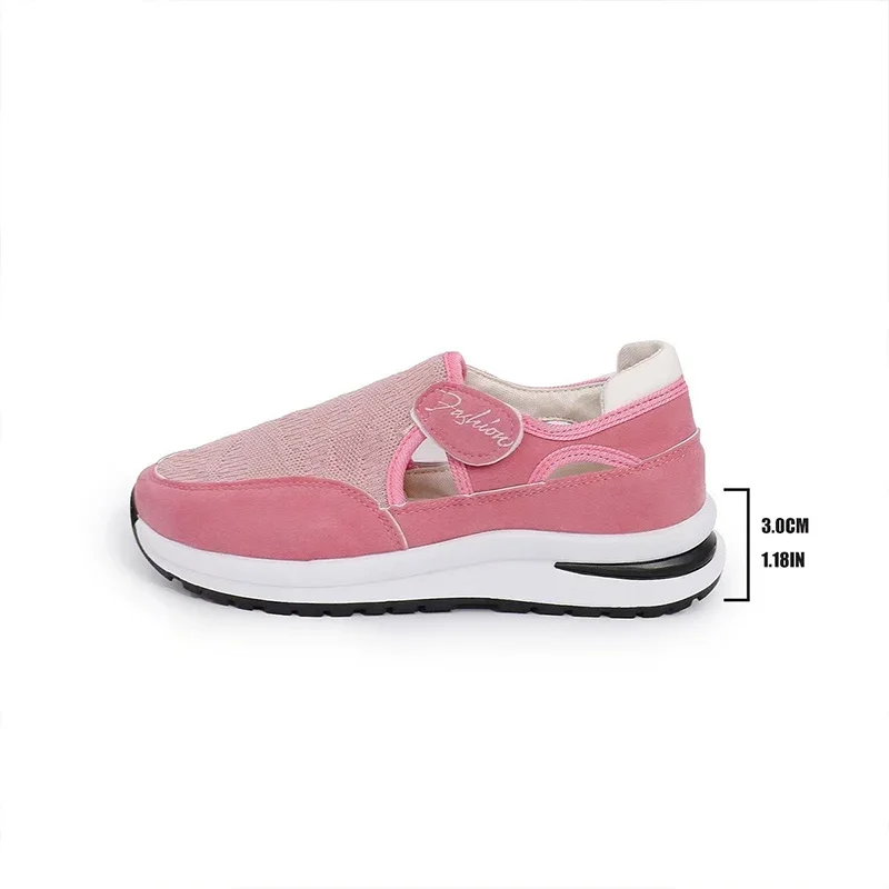 2024 otoño nuevo tamaño grande de las mujeres fondo grueso hueco ocio zapatos deportivos zapatillas ligeras y cómodas