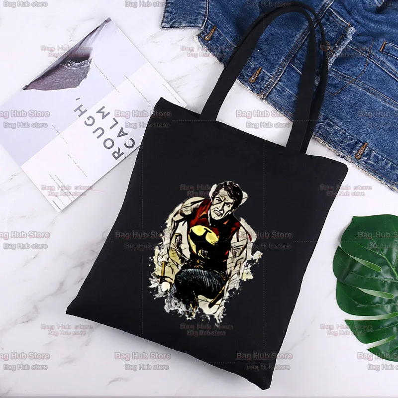 

Zagor Print Canvas Tote Black Bags Harajuku Casual Female Girl Tote Eco Shopper Shoulder Bags