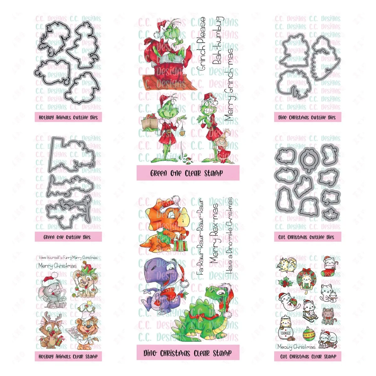 

Scrapbook Paper Album Diy Craft Decoration New 2022 Metal Cutting Dies Green One Holiday Animals Dino Cat Christmas Clear Stamps