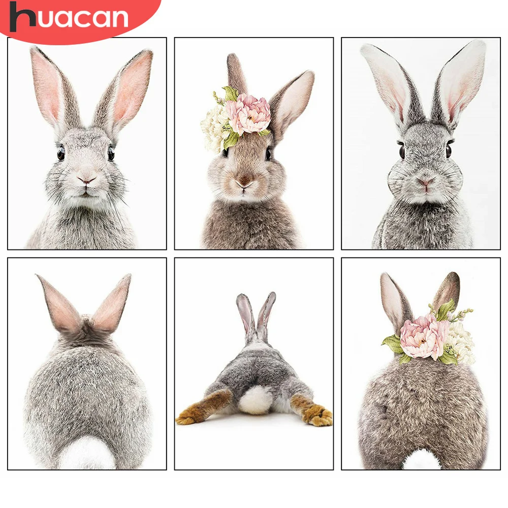 

HUACAN 5D Diamond Painting New Animal Diamond Embroidery Rabbit Pictures Of Rhinestones Mosaic Cross Stitch Wall Art