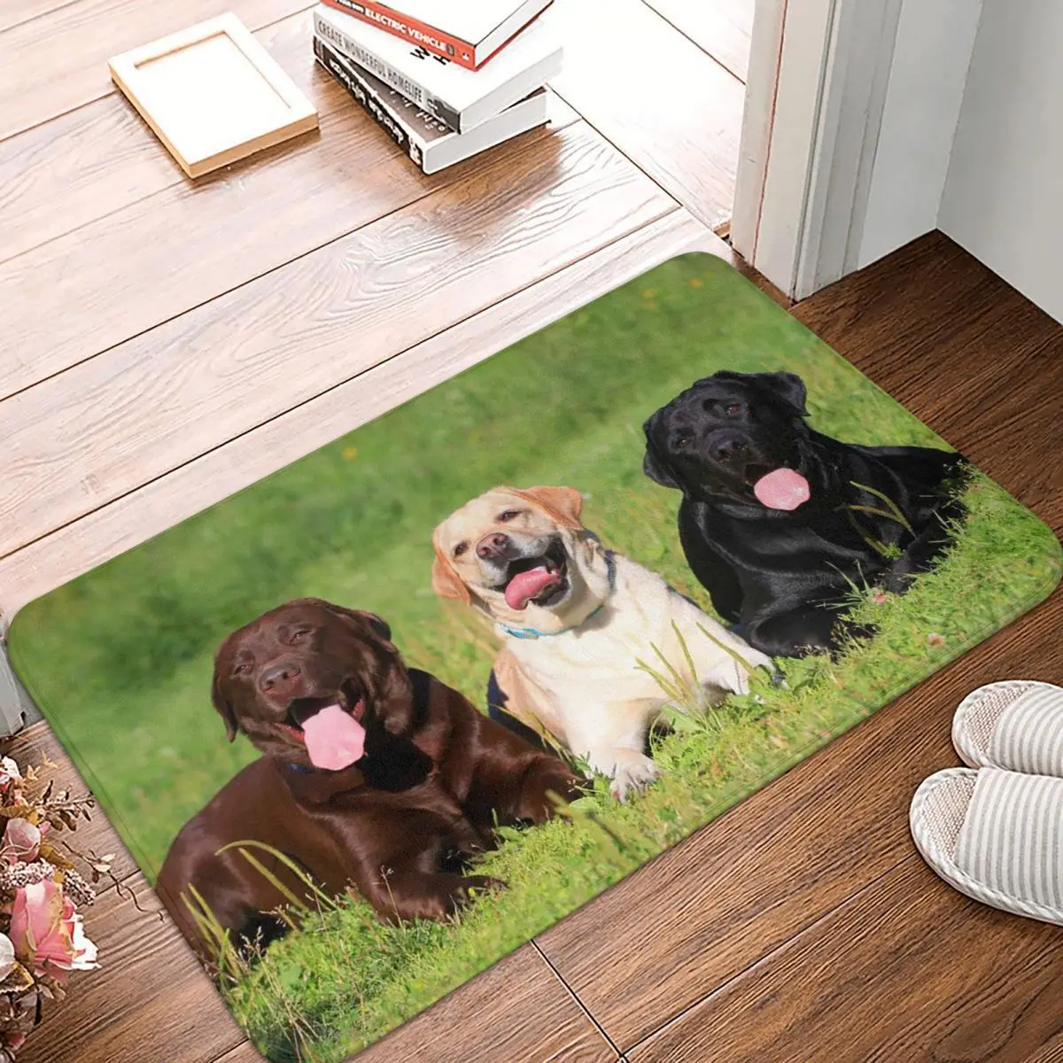 

Cute Labrador Doormat Bathroom Printed Polyeste Carpet Kitchen Door Floor Hallway Pet Dog Decor Floor Rug Door Mat Bath Mat