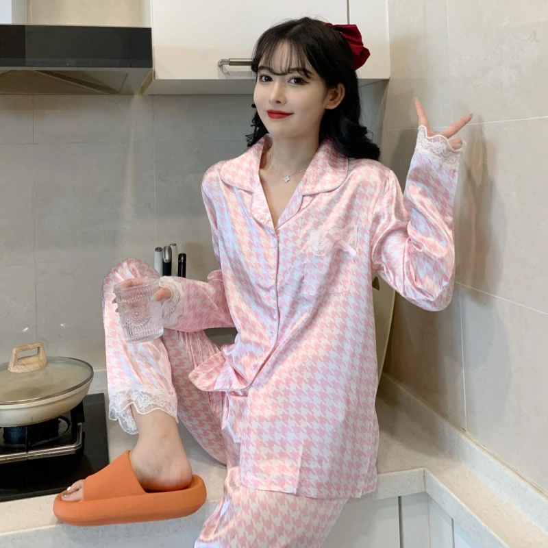 Женские пижамные комплекты летнее Атласное Белье для сна сексуальное белье