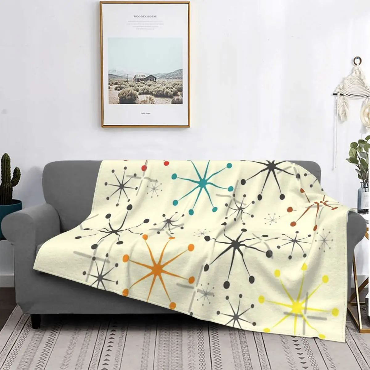 

Atomic-colcha Retro para cama, manta a cuadros, manta térmica, 2 unidades