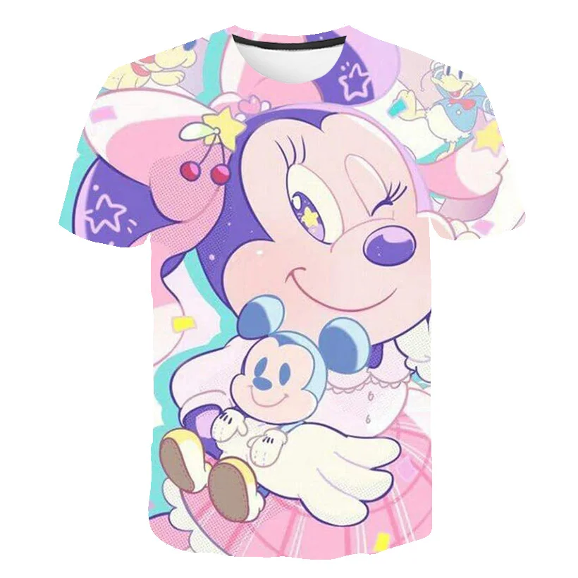 

2022 Summer Mickey Mouse 3D Cartoon T-shirts Clothing For Girls Printing T Shirts Disney Pattern Tops Tees Casual T Shirts