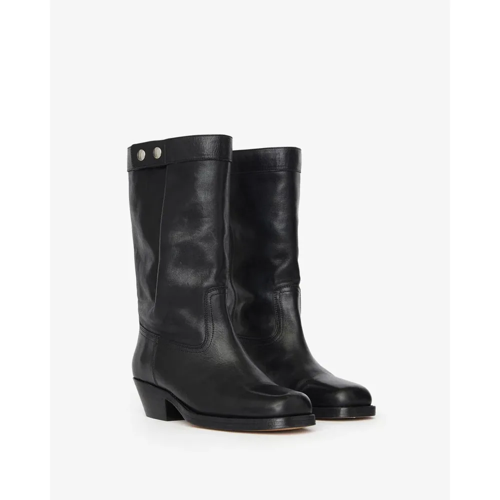 Женская обувь Ademe Boots Biker Style Leather Black Havana