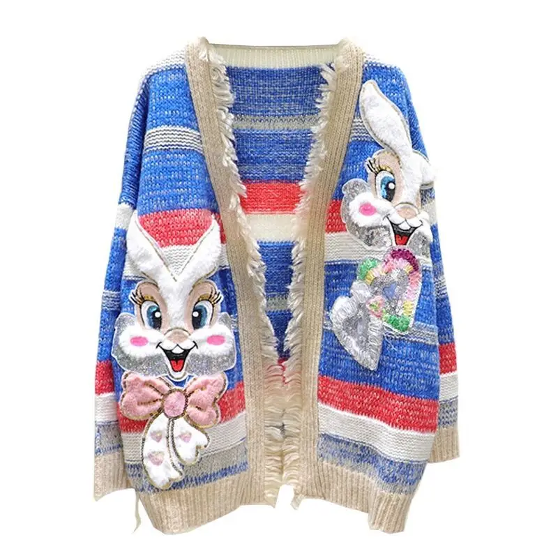 

Disney Donald Duck Long Sleeve Autumn Winter Cardigan Jumper Tops Turtleneck Pullovers Casual Sweaters Women Loose Sweater Girl