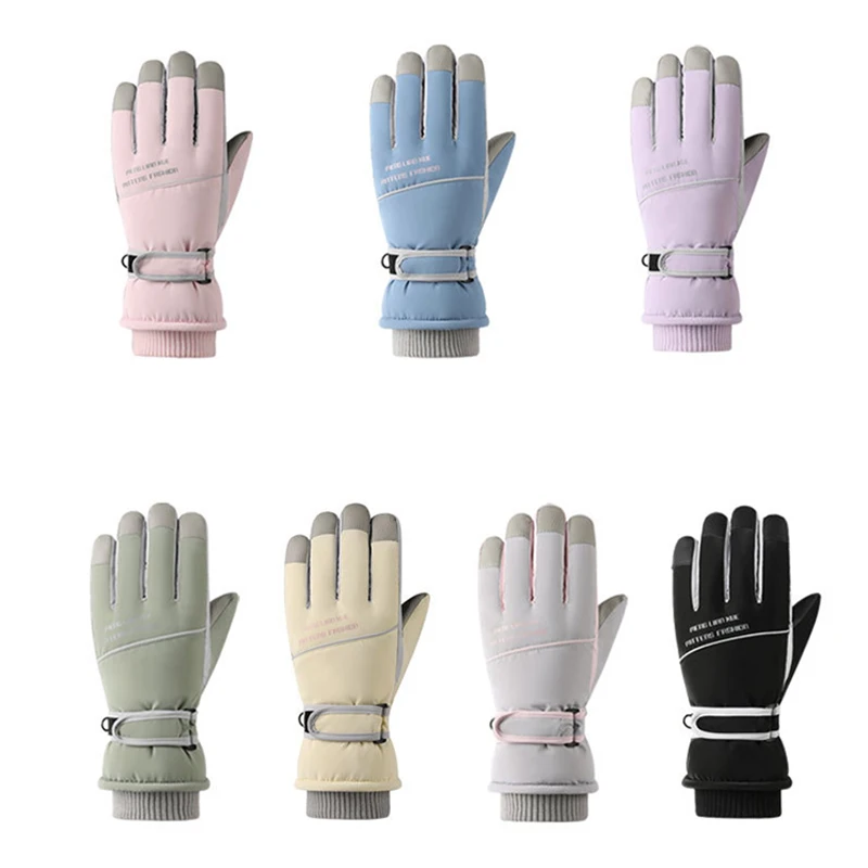 

Новые утолщенные лыжные перчатки женские теплые и флисовые зимние водонепроницаемые ветрозащитные перчатки для езды на электровелосипеде с сенсорным экраном для студентов