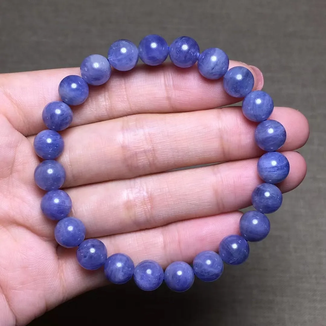 

8mm Natural Blue Tanzanite Bracelet Jewelry For Woman Man Wealth Luck Gift Healing Crystal Beads Stone Gemstone Strands AAAAA