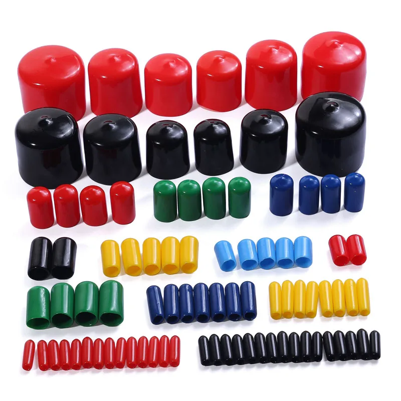 Silicone Cap Pvc Soft Sheath Rubber End Caps Cover Black Sleeve Seals Cable Wire 3mm 4mm 5mm 6mm 8mm 10mm 12MM Plastic Thread