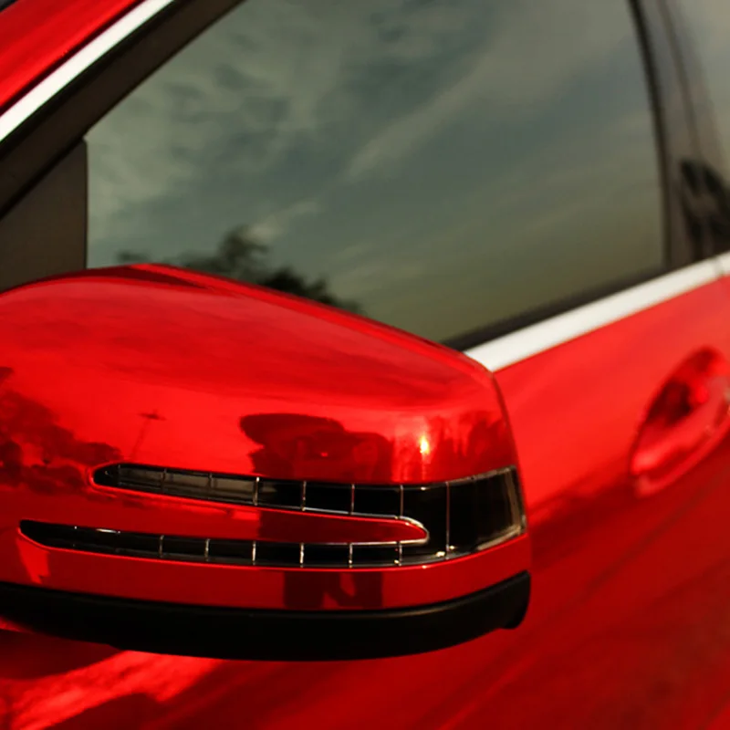 

1.52x18m diy vinyl wrap bumper films Super Mirror Chrome Red