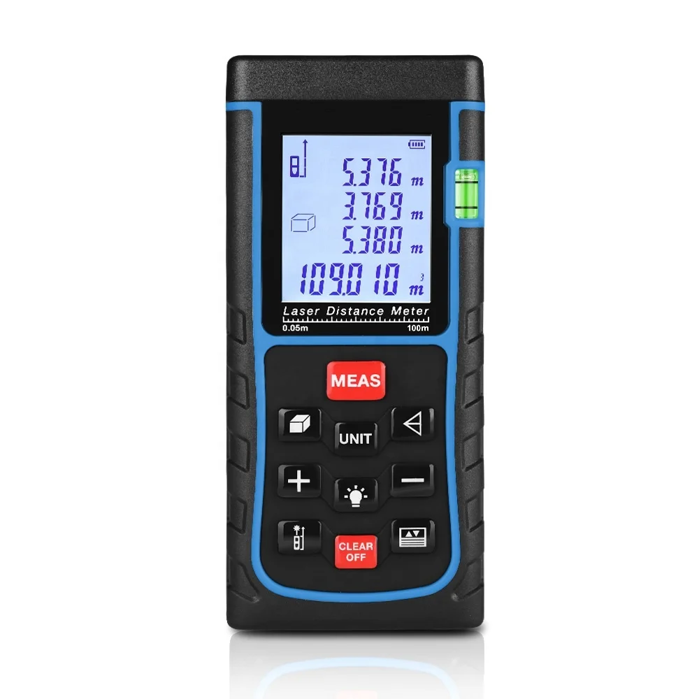 

100M Range Handheld Digital Distance Meter Laser Rangefinder Tape with Bubble Level measure angle/ Area/Volume Tool