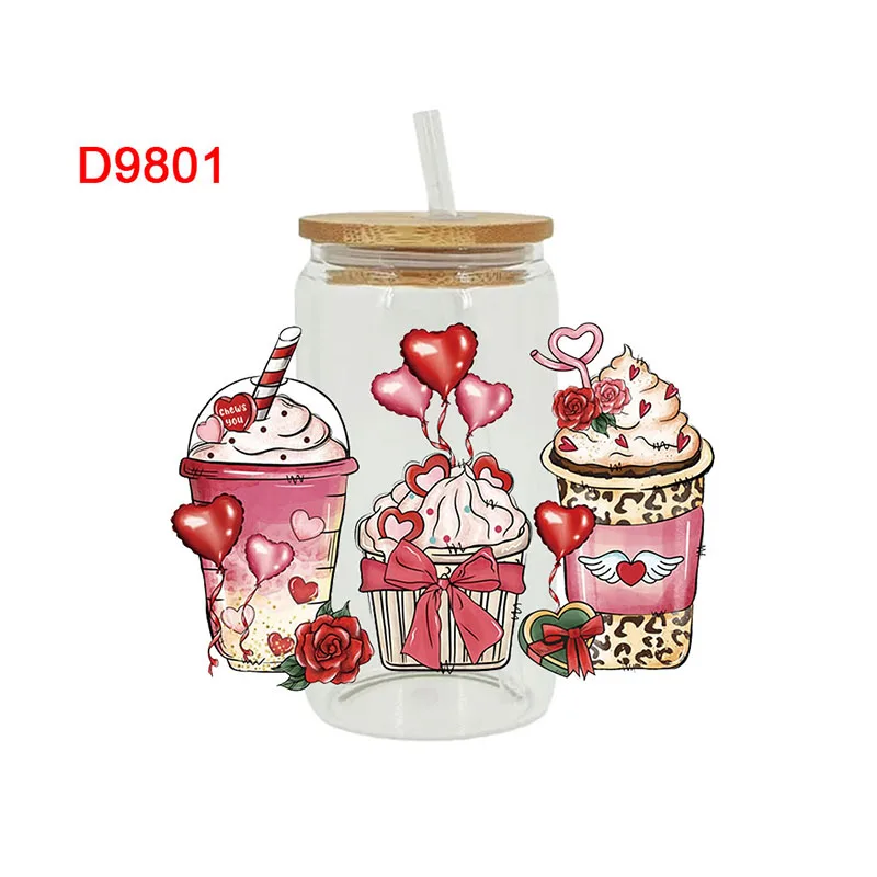 

УФ-переносные наклейки DTF, 16 унций, обертывания для чашек, еда, кофе с принтом, стекло своими руками, керамика, металл, кожа и т. д. D9801