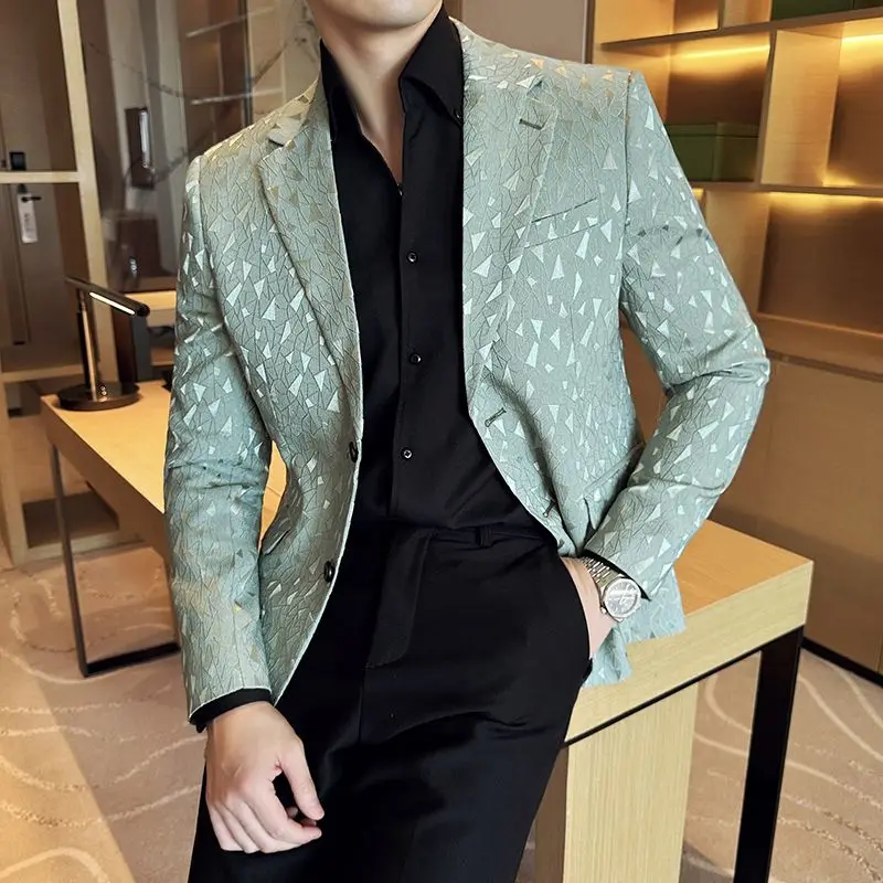 ЖАККАРДОВЫЕ мужские костюмные куртки осень 2024 повседневные деловые блейзеры