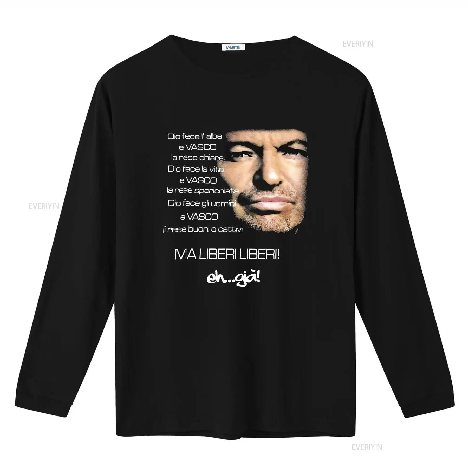 Фото Мужская футболка Vasco Rossi Il Blasco, итальянский дизайн, с принтом текста песни, круглый вырез, повседневная, для концертов, винтажная, моющаяся. №3