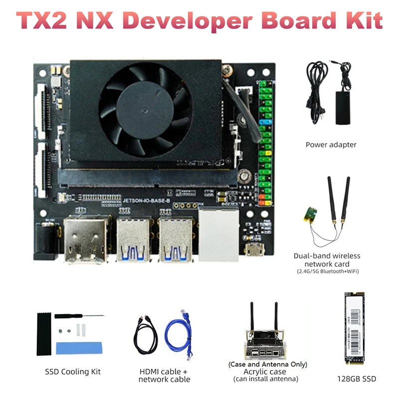 

For Jetson TX2 NX Developer Board Base Kit AI Motherboard Linux DIY Electronic Kit For Programming Learner(US Plug)