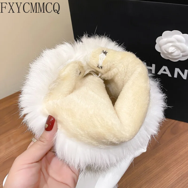 FXYCMMCQ 2022 Autumn/Winter Round Toe High-heeled Thick Velvet Elastic Boots Temperament All-match High-heeled Women's BootsF637