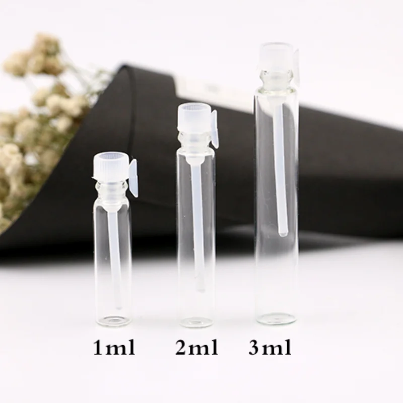 

1ml 2ml 3ml Empty Clear Brown Glass Bottles Laboratory Perfume Liquid Oil Fragrance Vials Small Mini Parfum Container