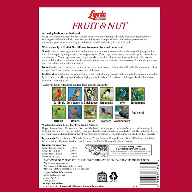 

& Nut Wild Bird Seed, High Energy Wild Bird Food Mix - 5 lb. Bag
