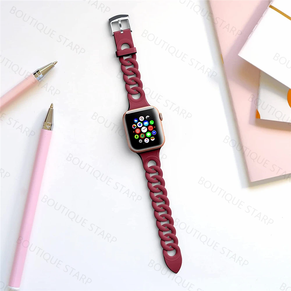 Ремешок силиконовый для Apple Watch Series 7 6 5 4 3 2 SE браслет IWatch Band 41 мм 45 42 44 38 40 - купить по