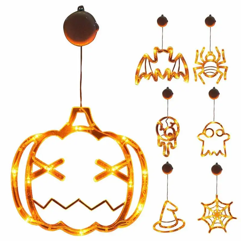 

Halloween Window Lights Indoor LED Pumpkins Lights Decorative Tool With Suction Cups For Balconies Walls Doors Porches Cabinets