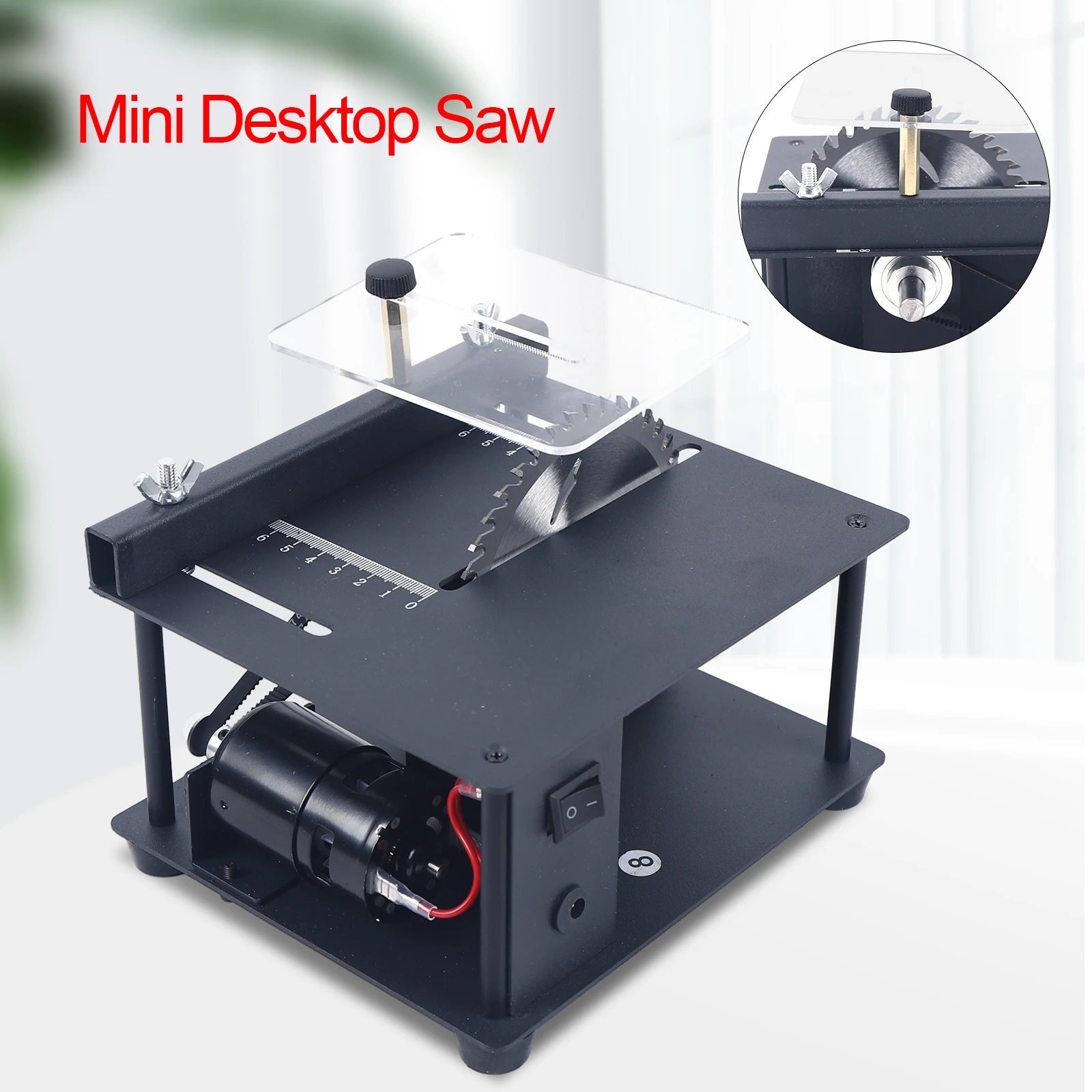 110V Mini Electric Woodworking Cutting Saw Desktop Sliding Table Saw Bench Acrylic Cutter Miniature Precision Desktop Saw enlarge