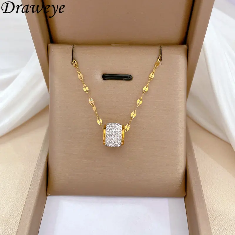

Draweye Shiny Necklaces for Women Geometric Birthday Party Sweet Simple Collares Para Mujer Korean Fashion Elegant Jewelry