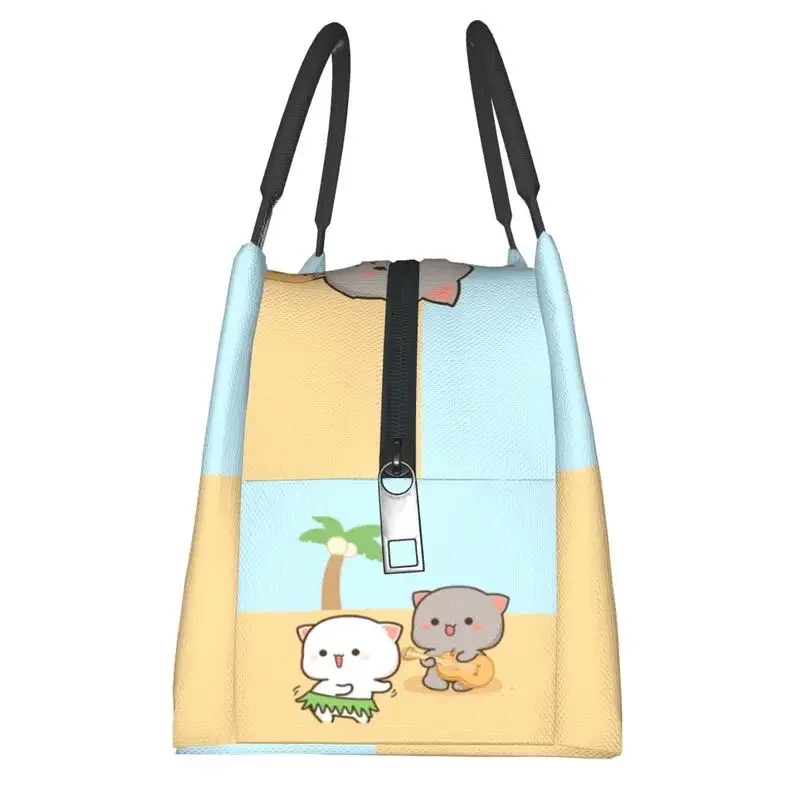 Изолированные сумки для обеда Peach And Goma Play Ghitar женщин пара Mochi Cat Cooler термобокс
