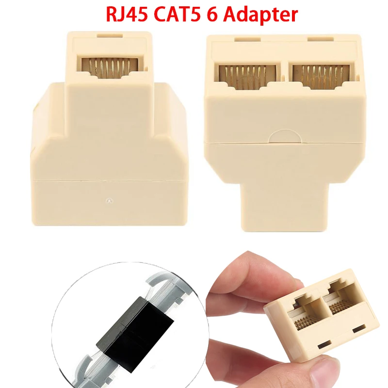 

RJ-45 Splitter Adatper Connector 1 To 2 Way Dual Female Ethernet Adapter RJ45 Splitter Cable CAT5 6 LAN Modular Plug For Laptop