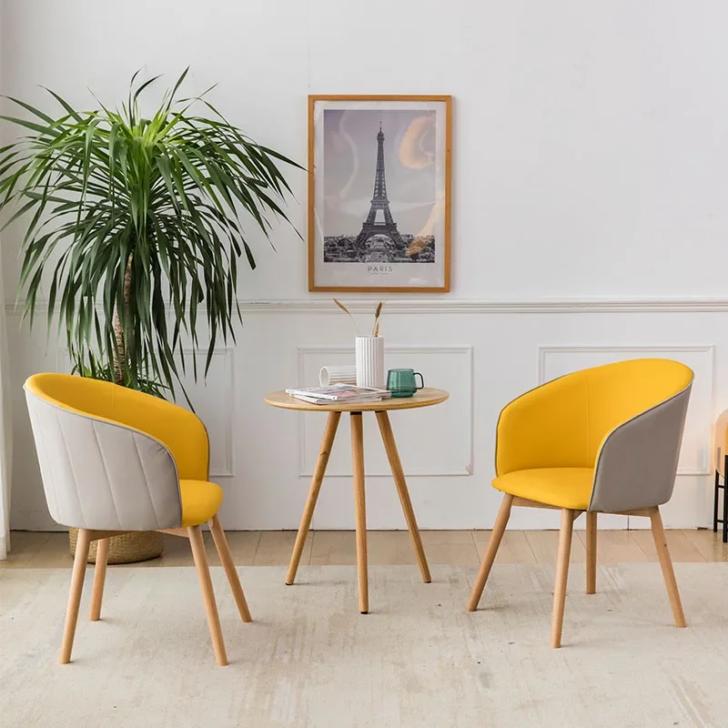 

Мягкие обеденные стулья в скандинавском стиле со спинкой, офисное деревянное дизайнерское кресло, для отдыха, спальни, маникюрная подставка