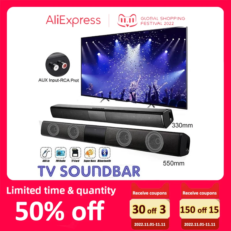 

USB audio wireless Bluetooth home theater computer speakers outdoor audio high power subwoofer long bar remote control audio