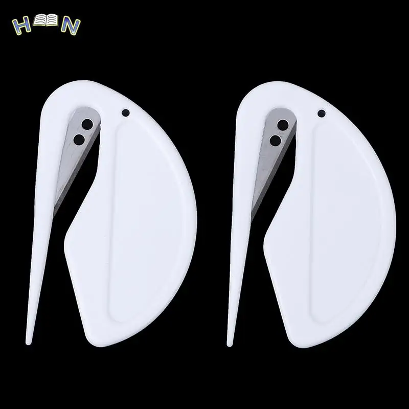 

2pcs/lot Plastic Letter Opener Mini Sharp Letter Mail Envelope Opener Safety Papers Guarded Cutter Blade Office Equipment