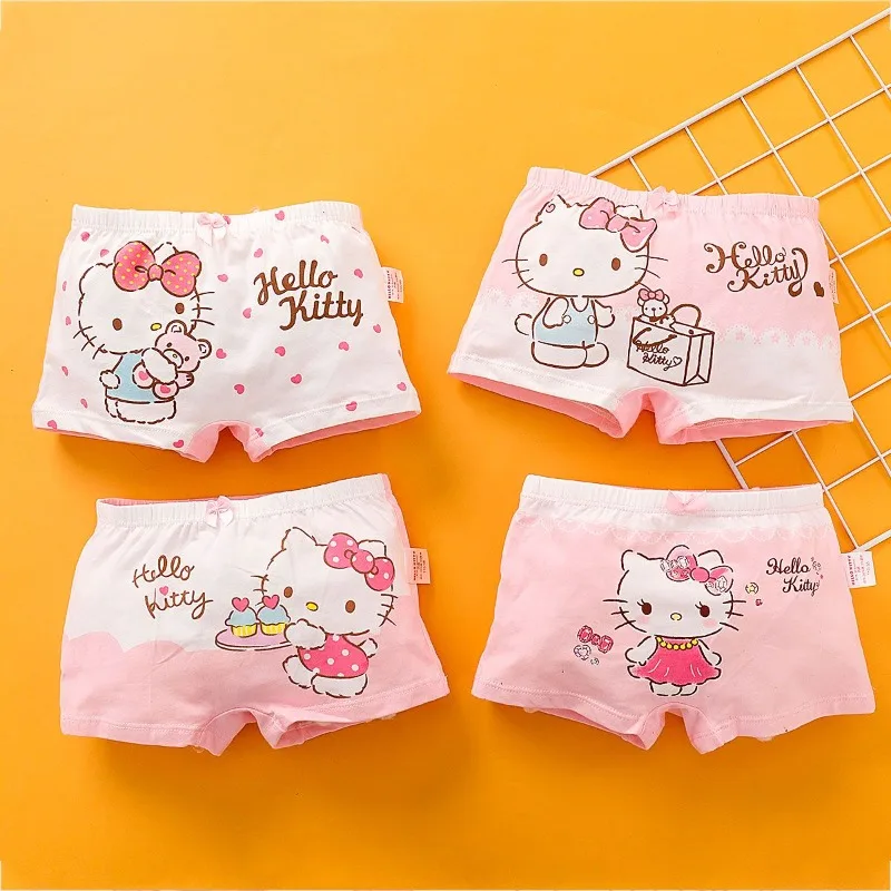 

Hello Kitty children's girls sweet, cute, fashionable and personalized cartoon printed cotton breathable mid-waist boxer briefs