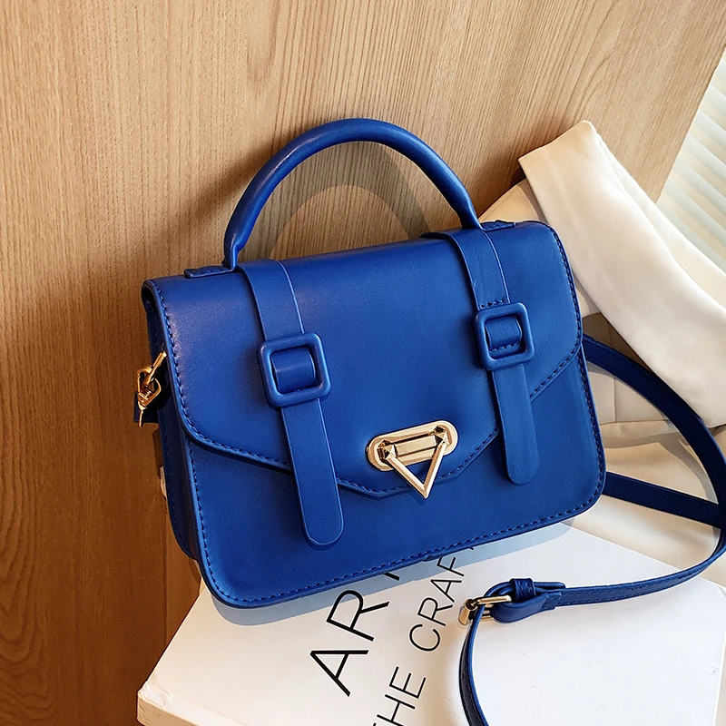 

Classic Style Women's Bag 2022 Blue Bag New Ins Premium Niche Fashion Messenger Bag Handbag Vintage Square Bag Shoulder Bag