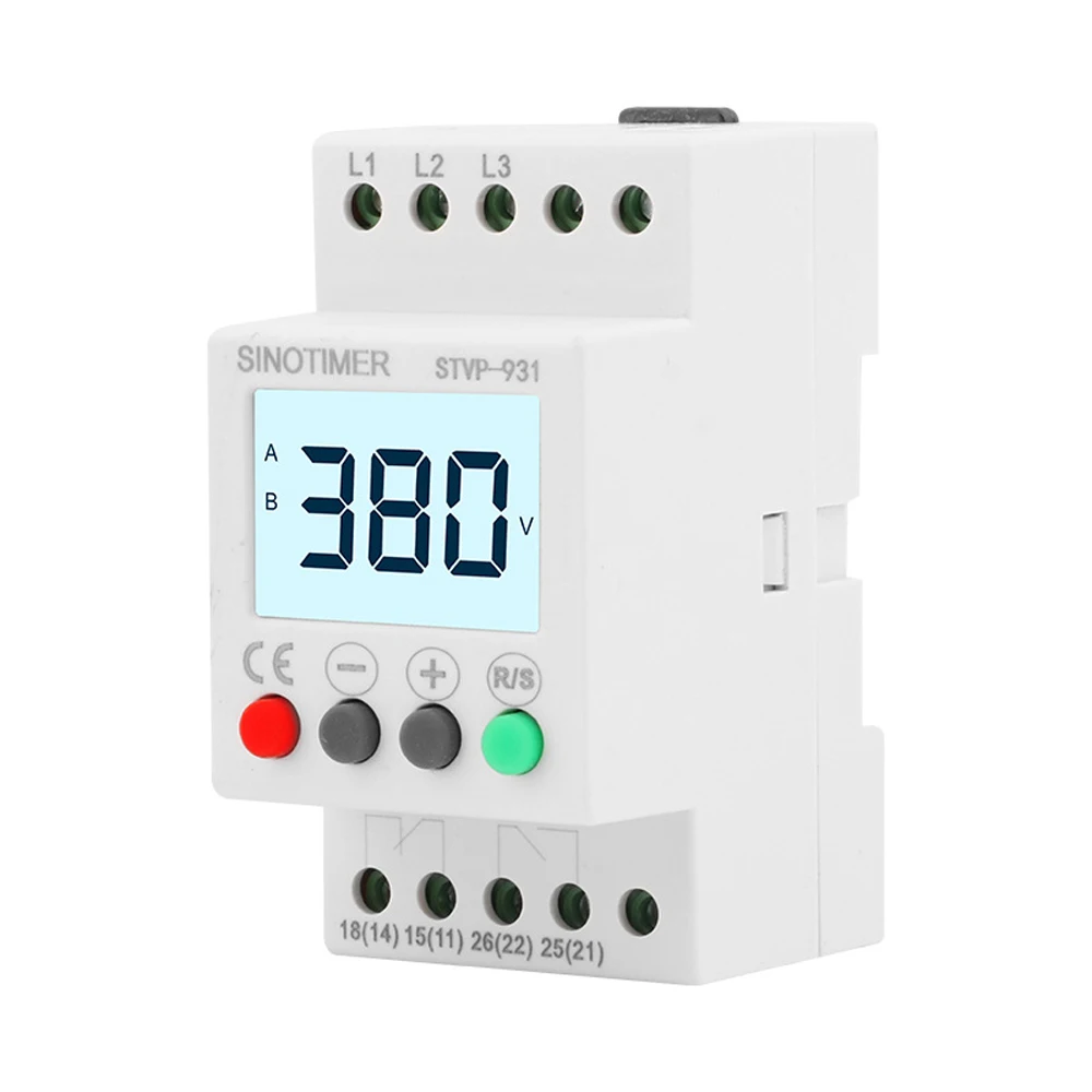 

STVP-931 380VAC Three-phase Overvoltage and Undervoltage Protection Device Phase Sequence Protector Relay Breaker