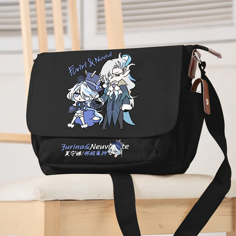 

Anime Genshin Impact Furina Neuvillette Fashion Oxford Messenger Bag Cosplay Casual Schoolbag Student Gift