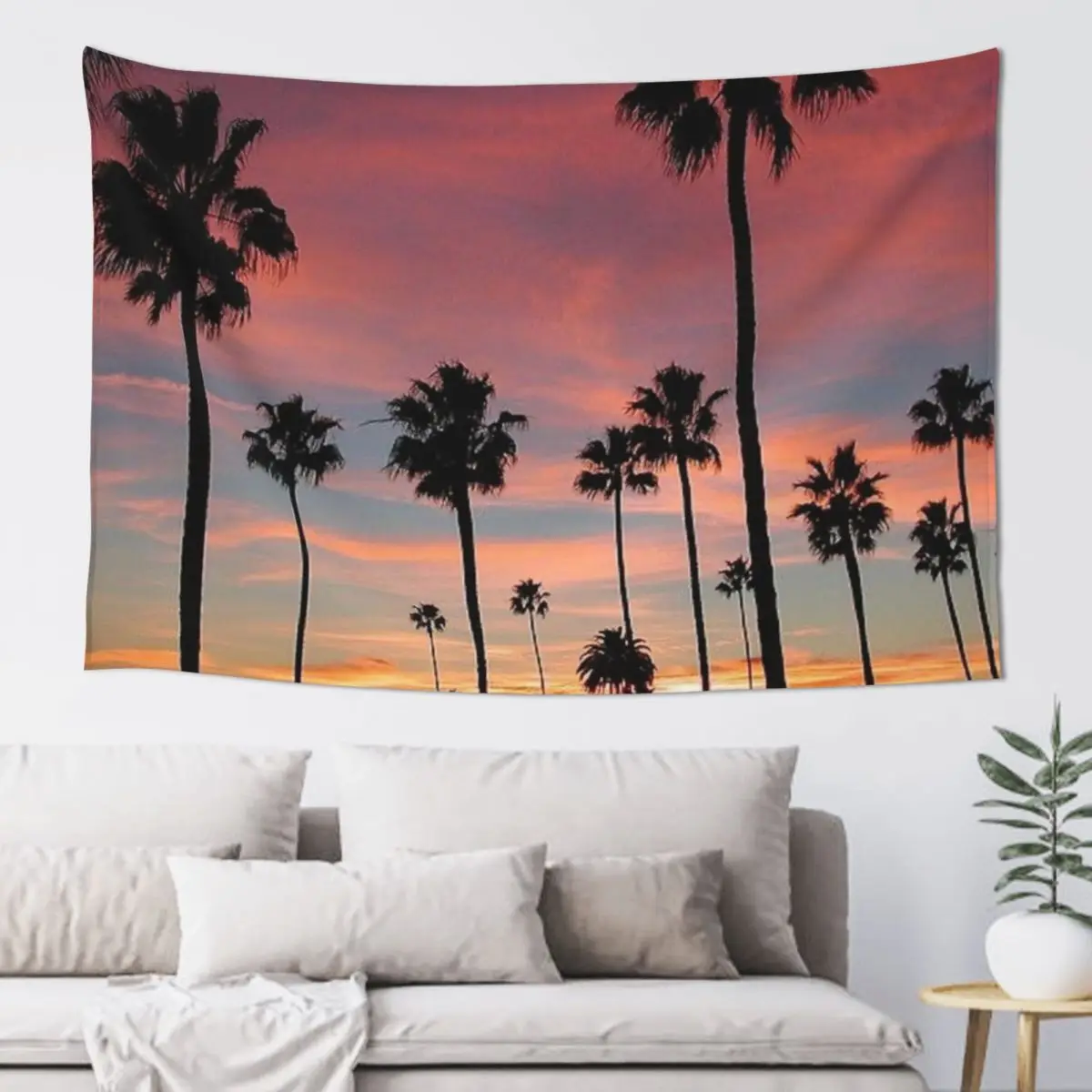 Крутые пальмы розовые синие и оранжевые лыжи гобелен ковер на стене Настенный