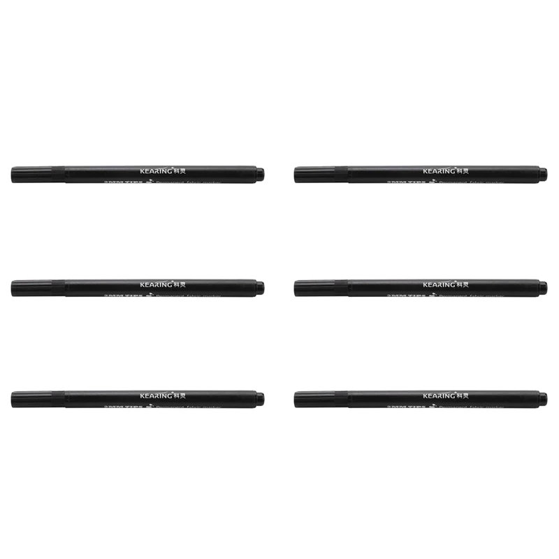 

6 X Fabric Marker Pens Permanent Colors For DIY Textile Clothes T-Shirt Shoes Black