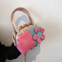 fashion splicing women purses and handbags cute flower ladies shoulder crossbody bags chain female small messenger bag 2022 new